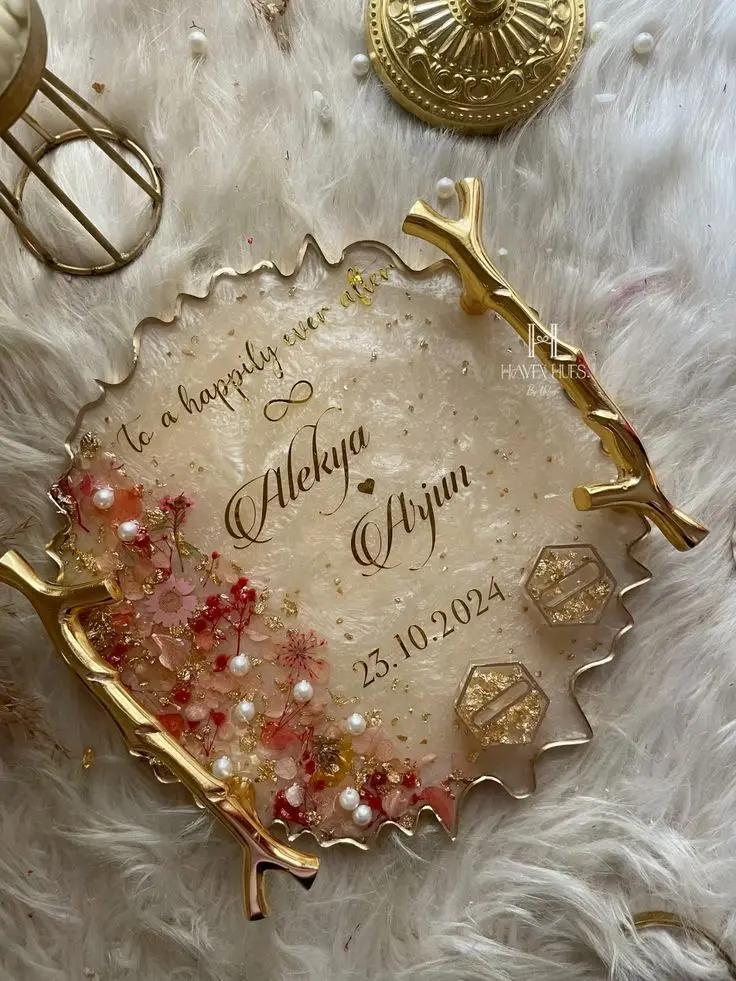 9.5 inch Engagement Tray with handles Resin Art By Minsa