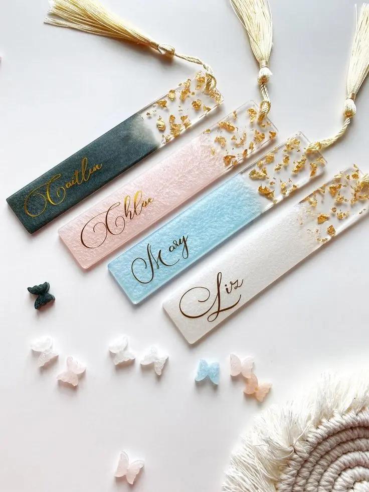 Engraved Personalized Bookmark – Custom Name & Colors Resin Art By Minsa