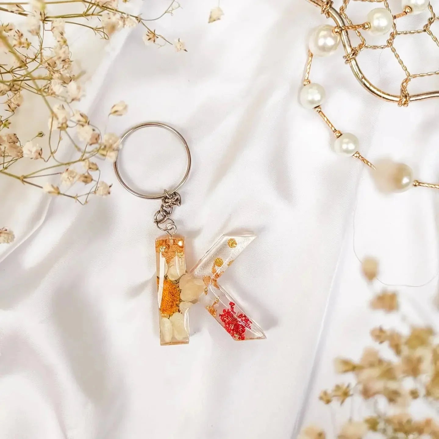 Floral Keychain Resin Art by Kainaat