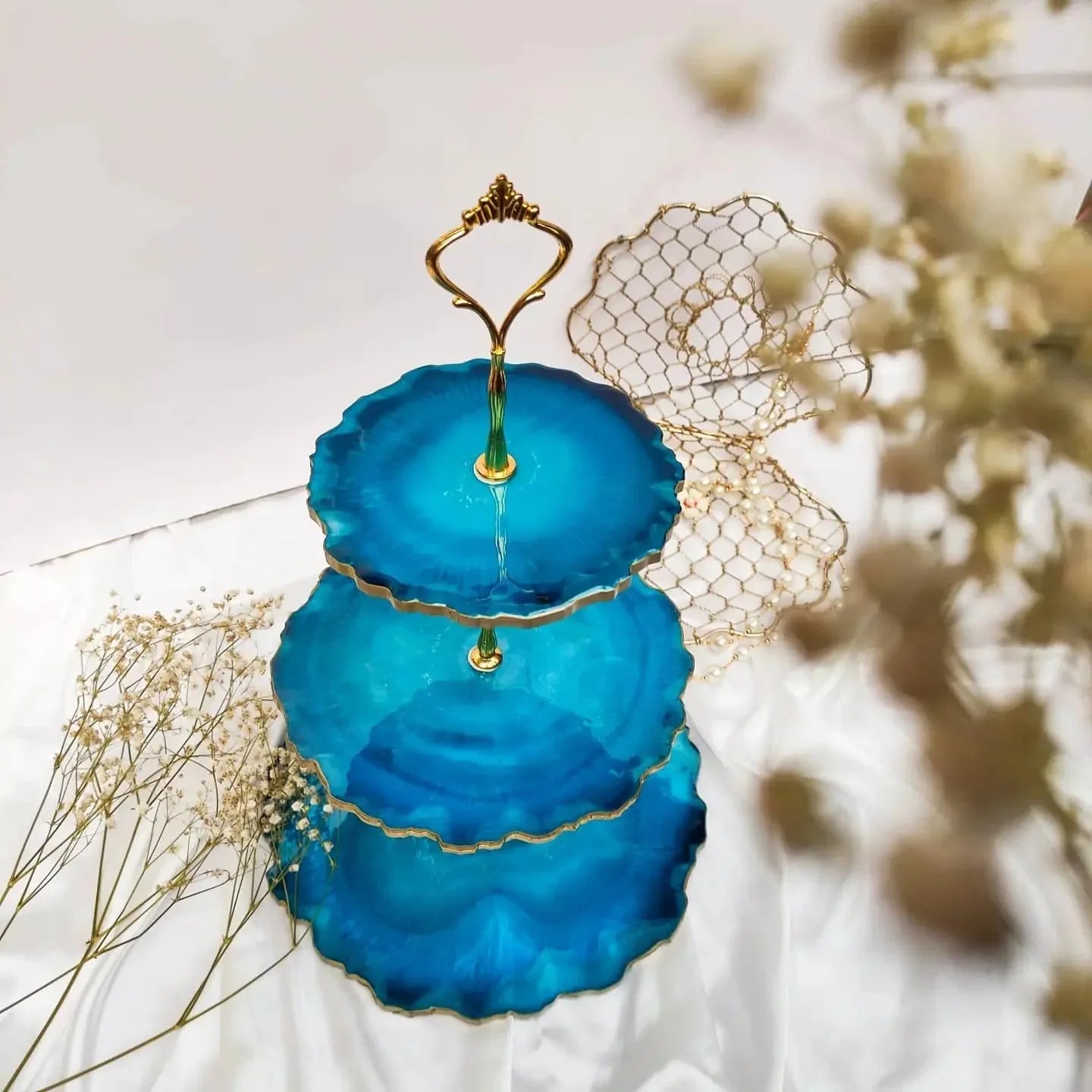 Elegant 3-Tier Resin Cake Stand for Desserts, Cupcakes, and Parties