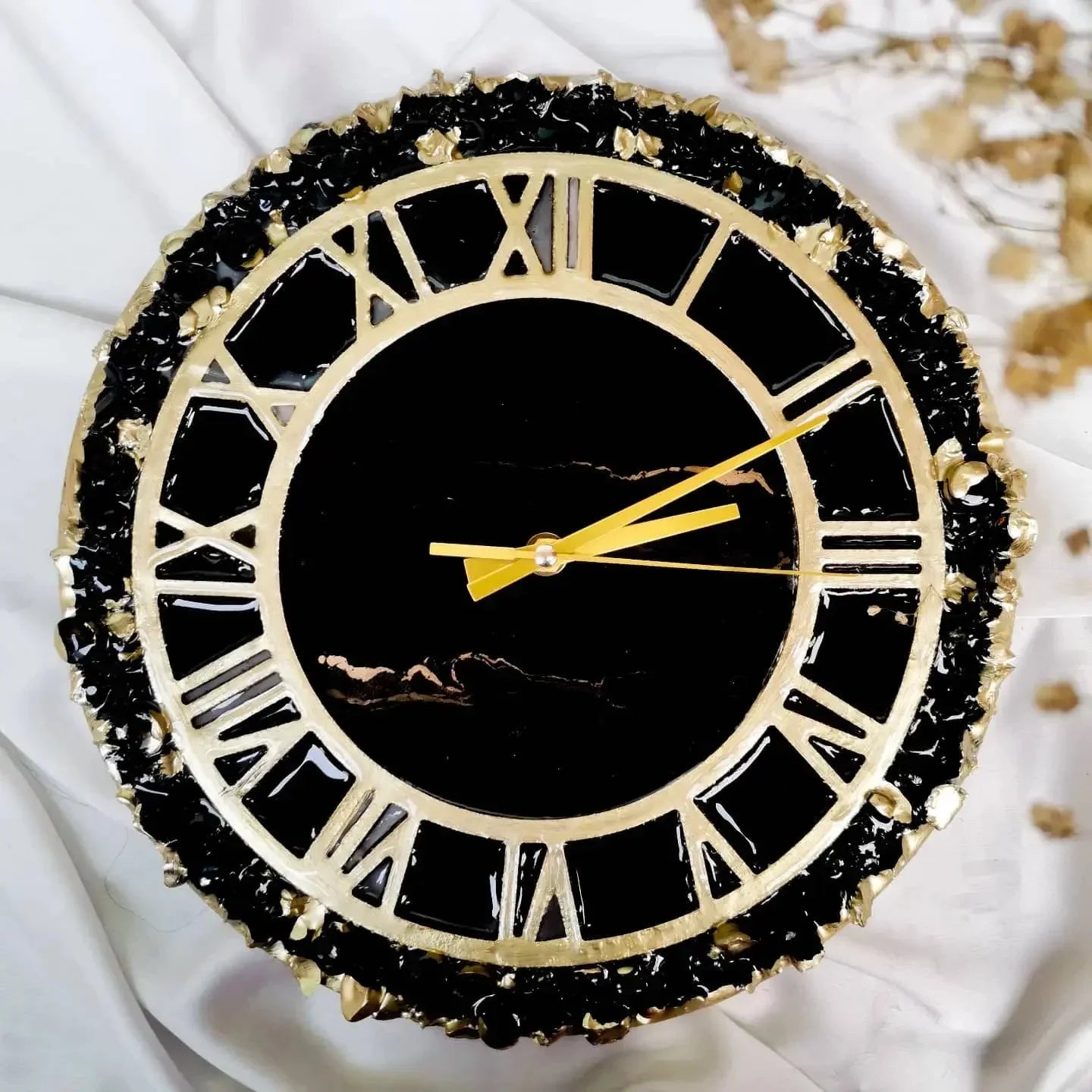 Handmade Resin Geode Wall Clock - Unique Artistic Home Decor