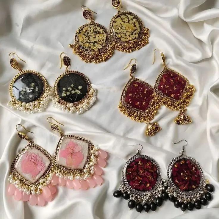 Designer Jhumka Earrings – Intricate Ethnic Jewelry for Special Occasions Resin Art By Minsa