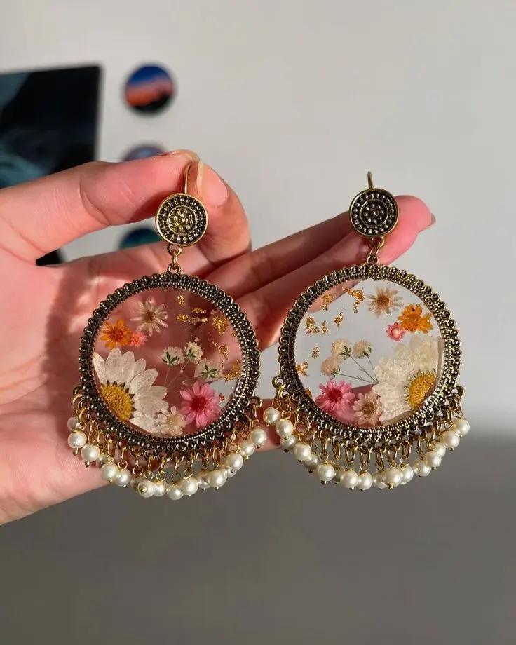 Designer Jhumka Earrings – Intricate Ethnic Jewelry for Special Occasions Resin Art By Minsa
