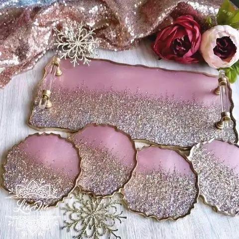 Elegant Tray & Coasters Set – Perfect for Home & Entertaining Resin Art By Minsa