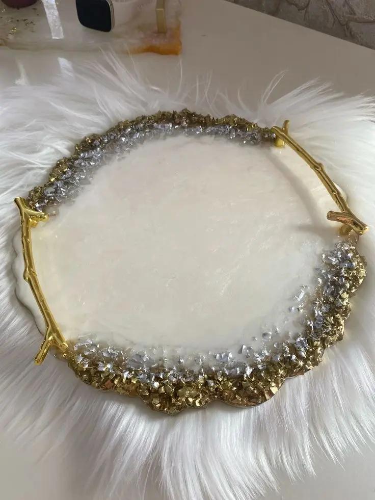 9.5 inch Engagement Tray with handles Resin Art By Minsa