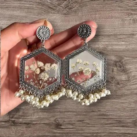 Designer Jhumka Earrings – Intricate Ethnic Jewelry for Special Occasions Resin Art By Minsa