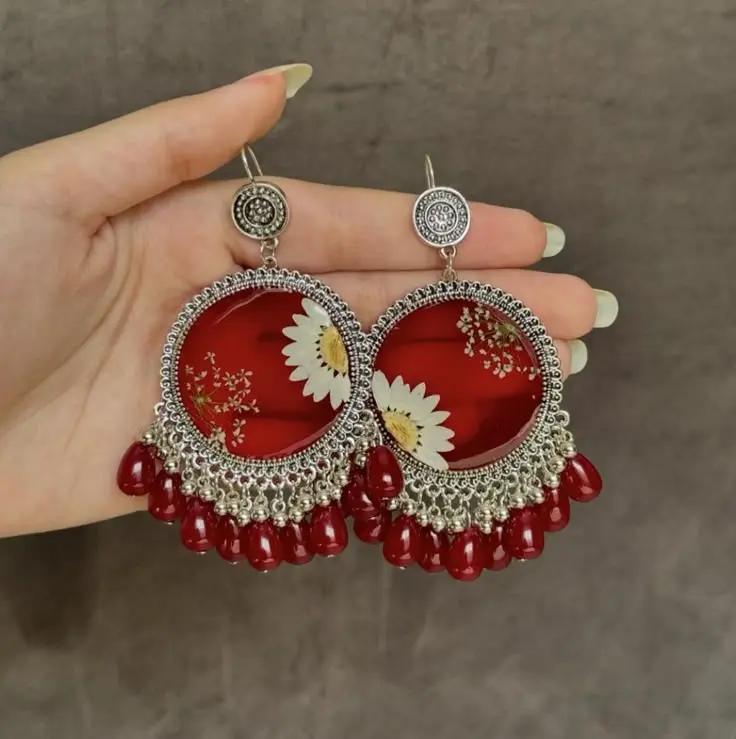 Designer Jhumka Earrings – Intricate Ethnic Jewelry for Special Occasions Resin Art By Minsa