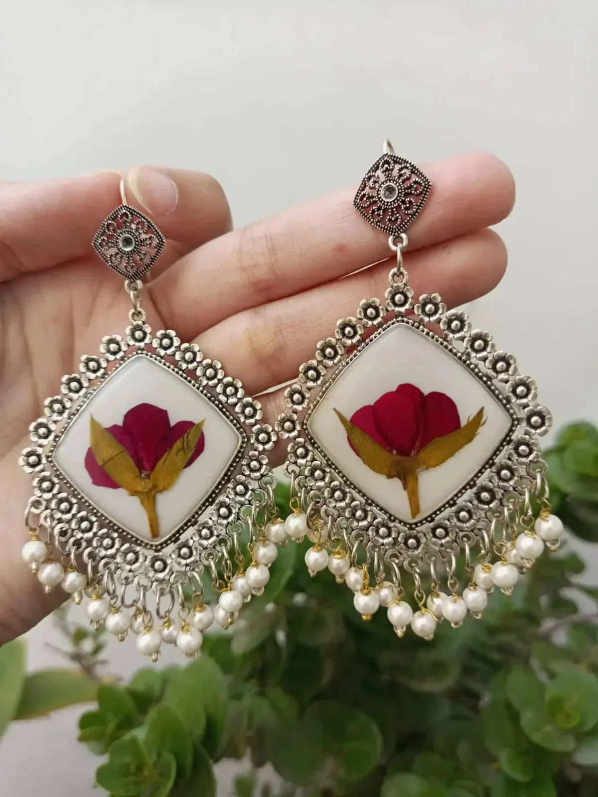 Diamond Bud  Rose Preserve Jhumka Earrings My Store