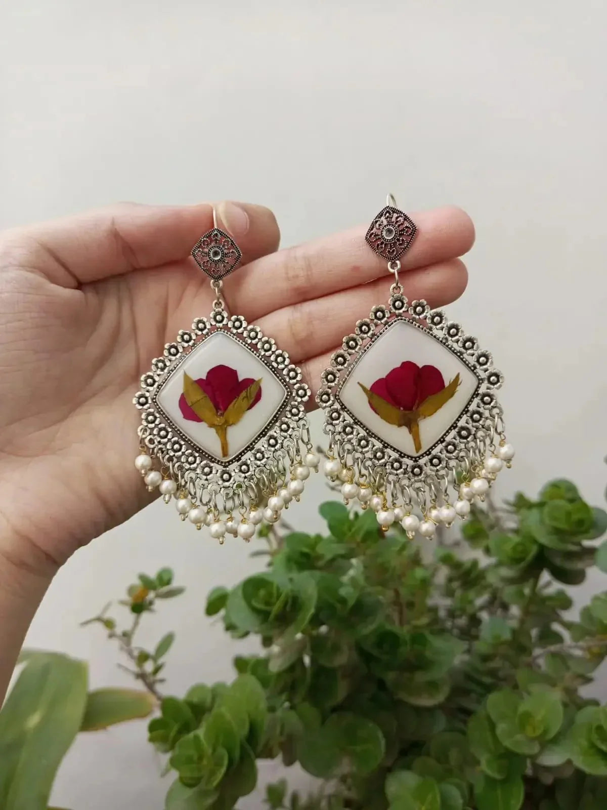 Diamond Bud  Rose Preserve Jhumka Earrings My Store