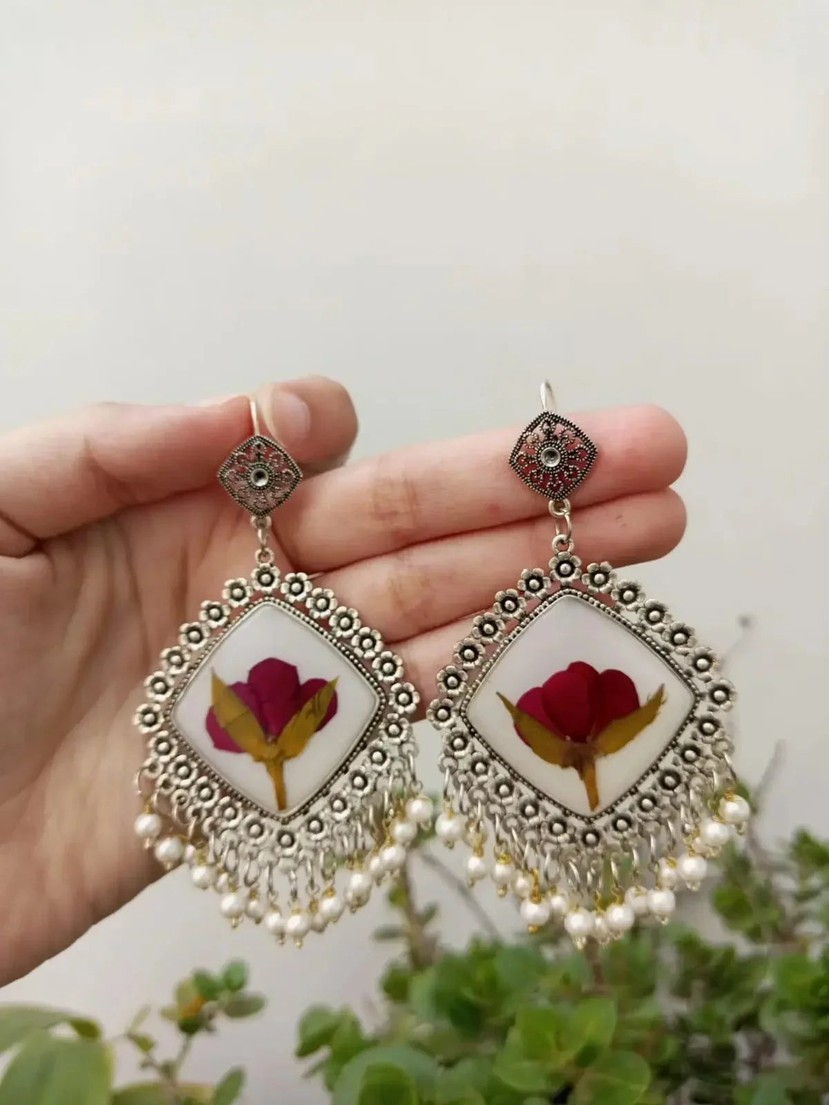 Diamond Bud  Rose Preserve Jhumka Earrings My Store