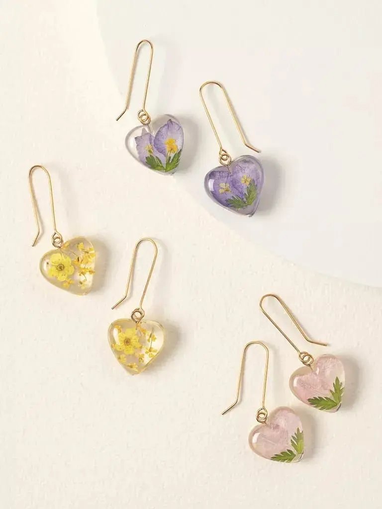 Heart-Shaped Earrings for Girls – Cute & Elegant Jewelry Resin Art By Minsa
