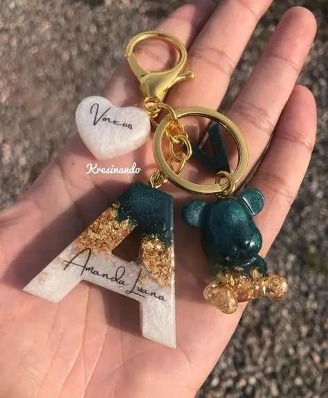 Resin Alphabet Pendant & Keychain Set – Custom Gift for Her Resin Art By Minsa