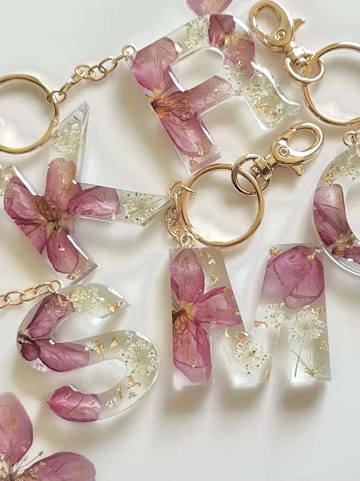 Resin Alphabet Pendant & Keychain Set – Custom Gift for Her Resin Art By Minsa