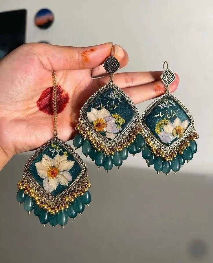 Designer Jhumka Earrings – Intricate Ethnic Jewelry for Special Occasions Resin Art By Minsa