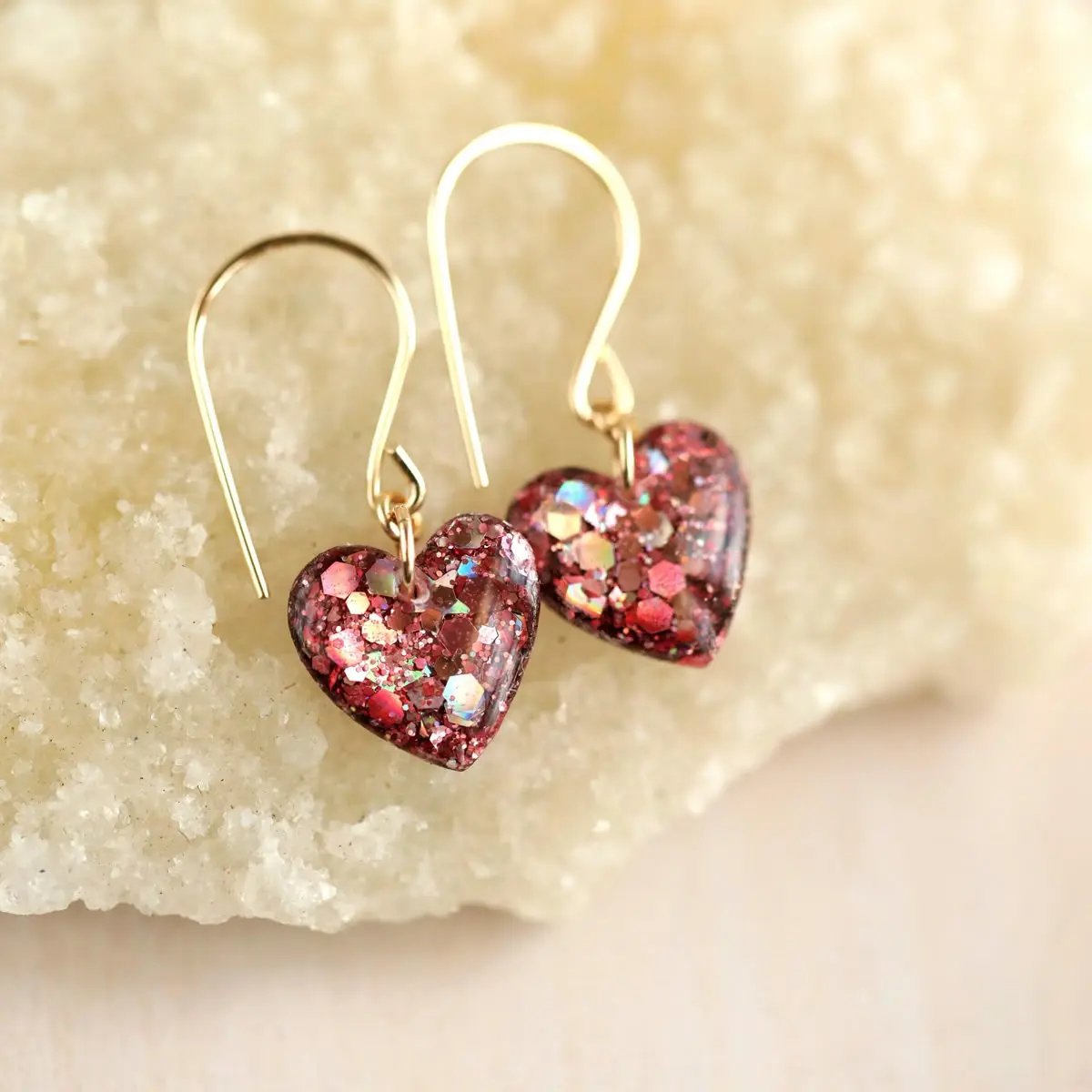 Heart-Shaped Earrings for Girls – Cute & Elegant Jewelry Resin Art By Minsa